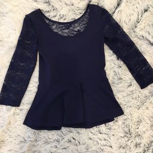 Express peplum top with lace detail